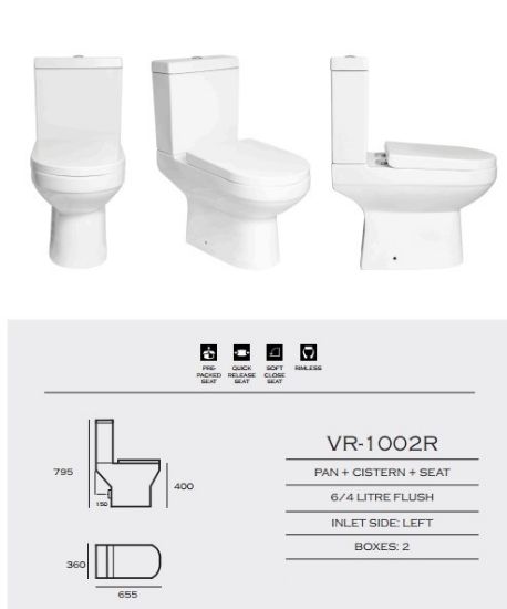 Picture of VR Rimless Fusion Close Coupled Toilet with Heavy Duty Seat