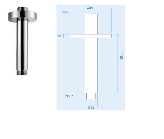 Picture of 120 Mm Round Chrome Ceiling Arm