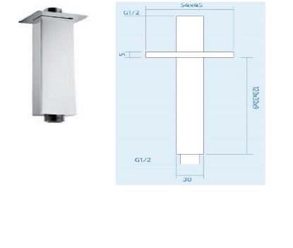 Picture of 120 Mm Square Chrome Ceiling Arm