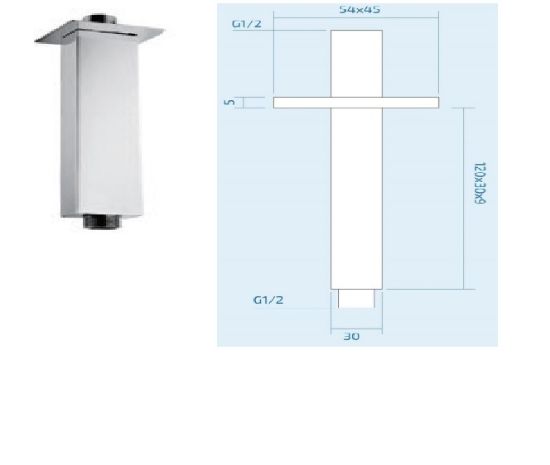 Picture of 120 Mm Square Chrome Ceiling Arm