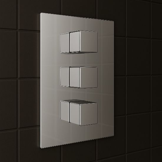 Picture of HYG 3 Dial 2 Outlet Concealed Thermostatic Shower Mixer Square