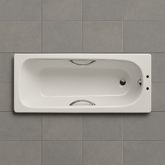 Picture of Eurowa 1700 x 700mm Steel Bath - Twin Grip - 2TH (incl. feet & grips)