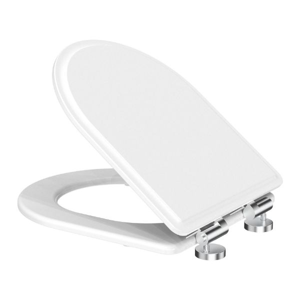 Picture of Tavistock Wide Hinge  Gloss White Painted FSC Soft Close Seat with Chrome Hinges 376 x 452 x 45mm