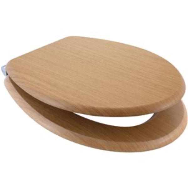 Picture of Euroshowers - MDF Oak Toilet Seat Soft Close - Oak Effect