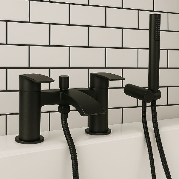 Picture of HYG Bath Shower Mixer Matt Black • Shower Kit & Wall Bracket included